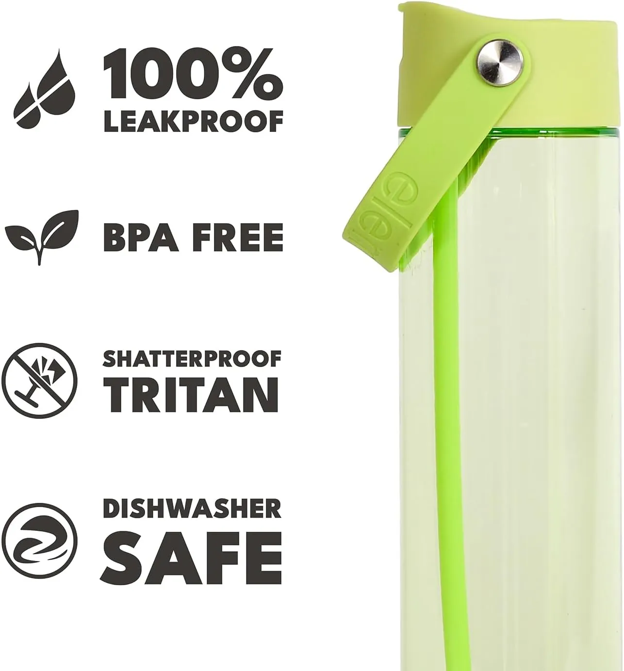 Elemental Splash Water Bottle with Straw - BPA-Free Tritan Plastic Reusable Water Bottle with Strap - Leak-Proof Waterbottle for Travel, Gym and Sports - 26oz