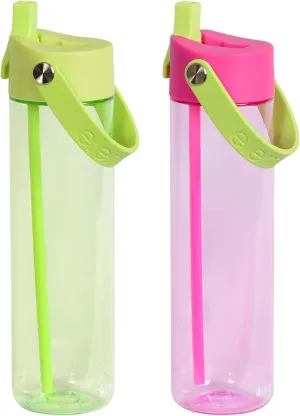 Elemental Splash Water Bottle with Straw - BPA-Free Tritan Plastic Reusable Water Bottle with Strap - Leak-Proof Waterbottle for Travel, Gym and Sports - 26oz