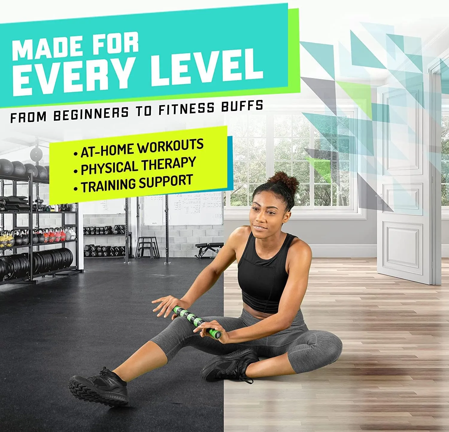 Elite Massage Roller Stick Targets Sore, Tight Leg Muscles to Prevent Cramps and Release Tension. It's Sturdy, Lightweight, Smooth Rolling and Thankfully This Lifesaver has Comfortable Handles.Green