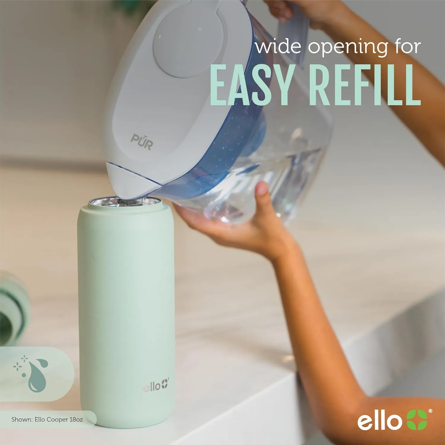 Ello Cooper 32oz Stainless Steel Water Bottle with 2 Lids Chug and Straw | Leak Proof | Double Walled and Vacuum Insulated | Built in Carry Loop | Dishwasher Safe | Cashmere Pink
