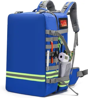 Emergency Bag First Aid Backpack Empty First Aid Bag Treatment First Responder Trauma Bags for Camping Cycling Outings(Blue,55x35x25cm)