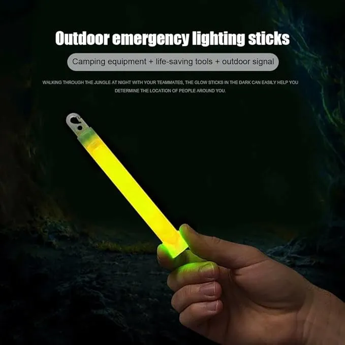 Emergency Safety Military Grade Glow Sticks, 10PCS, 6" Ultra Bright Light Sticks with 12 Hours Duration. Great for Hiking, Party, Camping, Blackouts, Hurricane, First Aid and Survival Kits (Yellow)