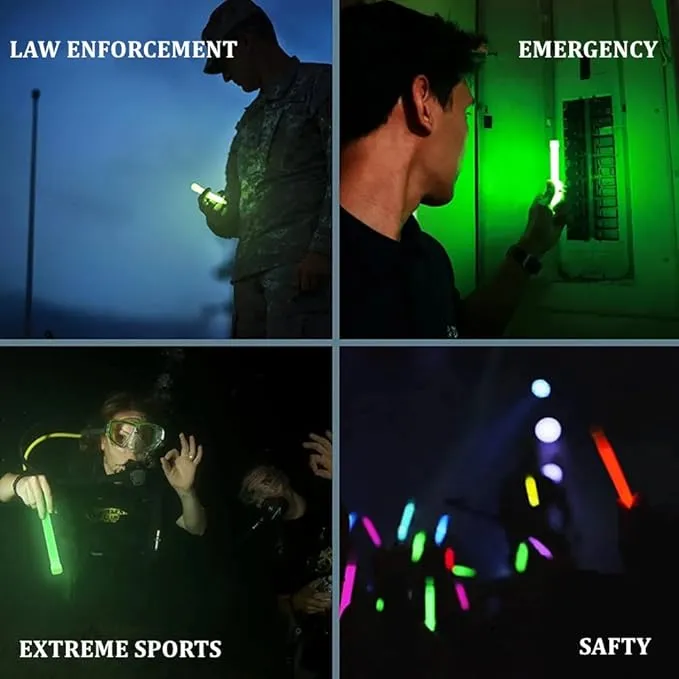 Emergency Safety Military Grade Glow Sticks, 10PCS, 6" Ultra Bright Light Sticks with 12 Hours Duration. Great for Hiking, Party, Camping, Blackouts, Hurricane, First Aid and Survival Kits (Yellow)