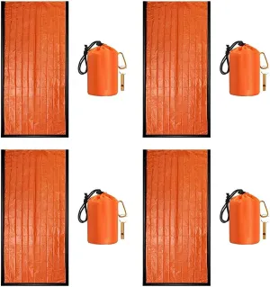 Emergency Sleeping Bag, Portable Thermal Sleeping Bag, Sleeping Bag with Whistle and Carabiner, Orange Mylar Thermal Space Blanket Sleep Shelter for Camping, Hiking, Outdoor Travel