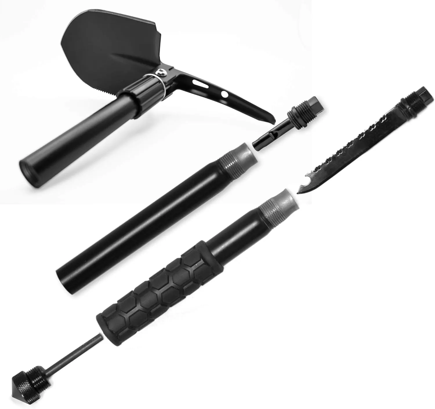 Emergency Zone 12-in-1 Collapsible Folding Shovel | Military 19.5 Inch Survival Shovel | Multitool with Carrying Case | Great for Hiking, Camping, Backpacking, Gardening, to Keep in Your Car | 4 Pack