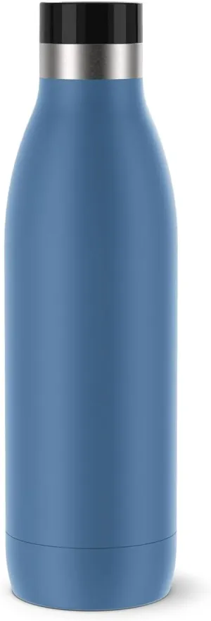 Emsa Bludrop N31122 Insulated Drinking Bottle, 0.7 litres, Powder Coating, Stainless Steel, Quick-Press Closure, 360° Drinking Enjoyment, 12 Hours Warm, 24 Hours Cool, Leak-Proof, Dishwasher Safe,
