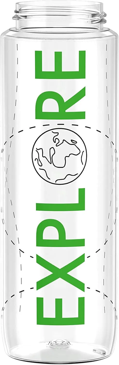 Emsa Drink2Go Tritan N30312 Drinking Bottle, 0.7 Litres, Screw Cap, 100% Leak-Proof, Dishwasher Safe, BPA-Free, Environmentally Friendly, Explore, Transparent/Green