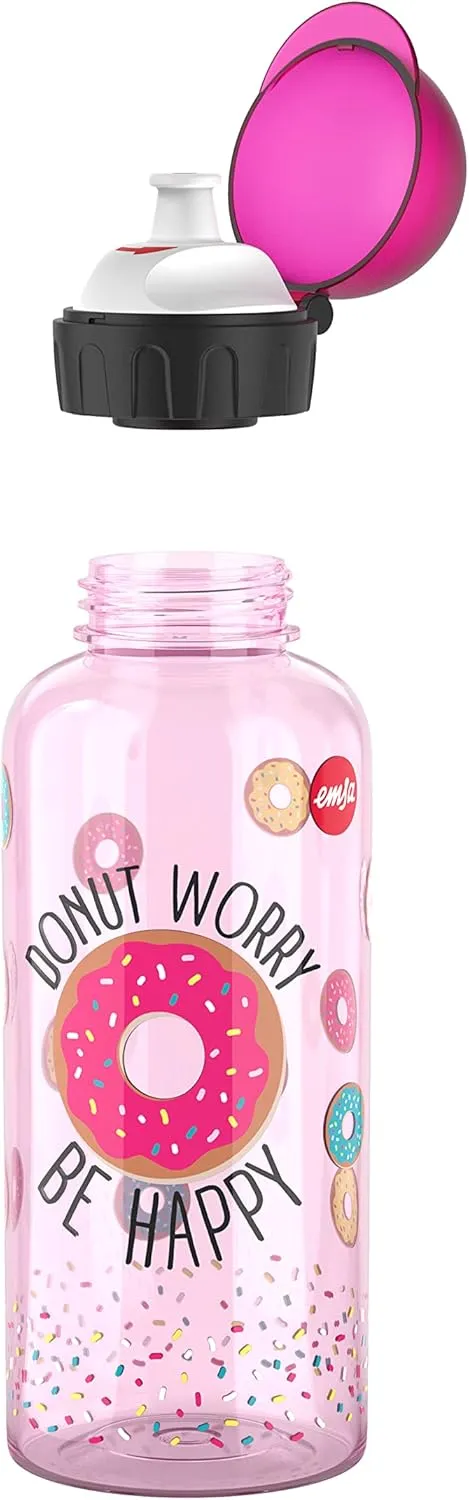 Emsa N30607 Teens Tritan Drinking Bottle | Capacity: 0.6 Litres | 100% Safe/Practical/Hygienic/Leak/Safe | Smart Drinking Cap | Robust | Design: Doughnut