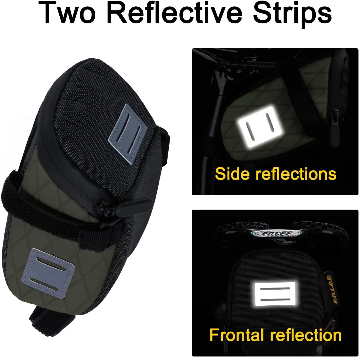 ENLEE Road Bike Saddle Bag Waterproof Bike Seat Bag Reflective Bicycle Storage Pouch Under Seat for Mountain Foldable Bikes Green Small