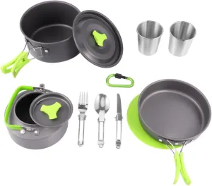Essential Camping Dish Set 12-Piece Portable Cooking Utensils for Hiking Outdoor Adventures