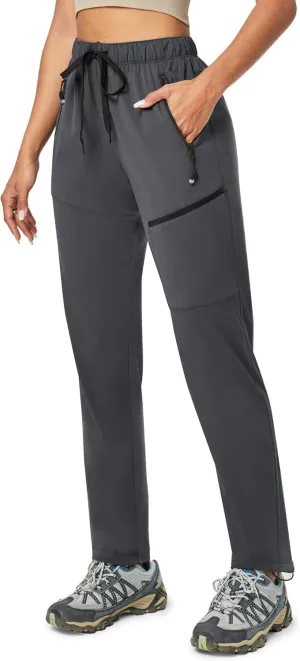Ewedoos Hiking Pants Women with Zipper Pockets Lightweight Water Resistant Cargo Pants Quick Dry UPF 50  Travel Camping