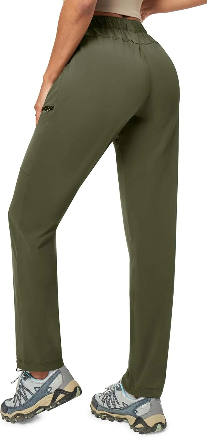 Ewedoos Hiking Pants Women with Zipper Pockets Lightweight Water Resistant Cargo Pants Quick Dry UPF 50  Travel Camping