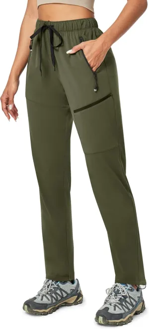 Ewedoos Hiking Pants Women with Zipper Pockets Lightweight Water Resistant Cargo Pants Quick Dry UPF 50  Travel Camping