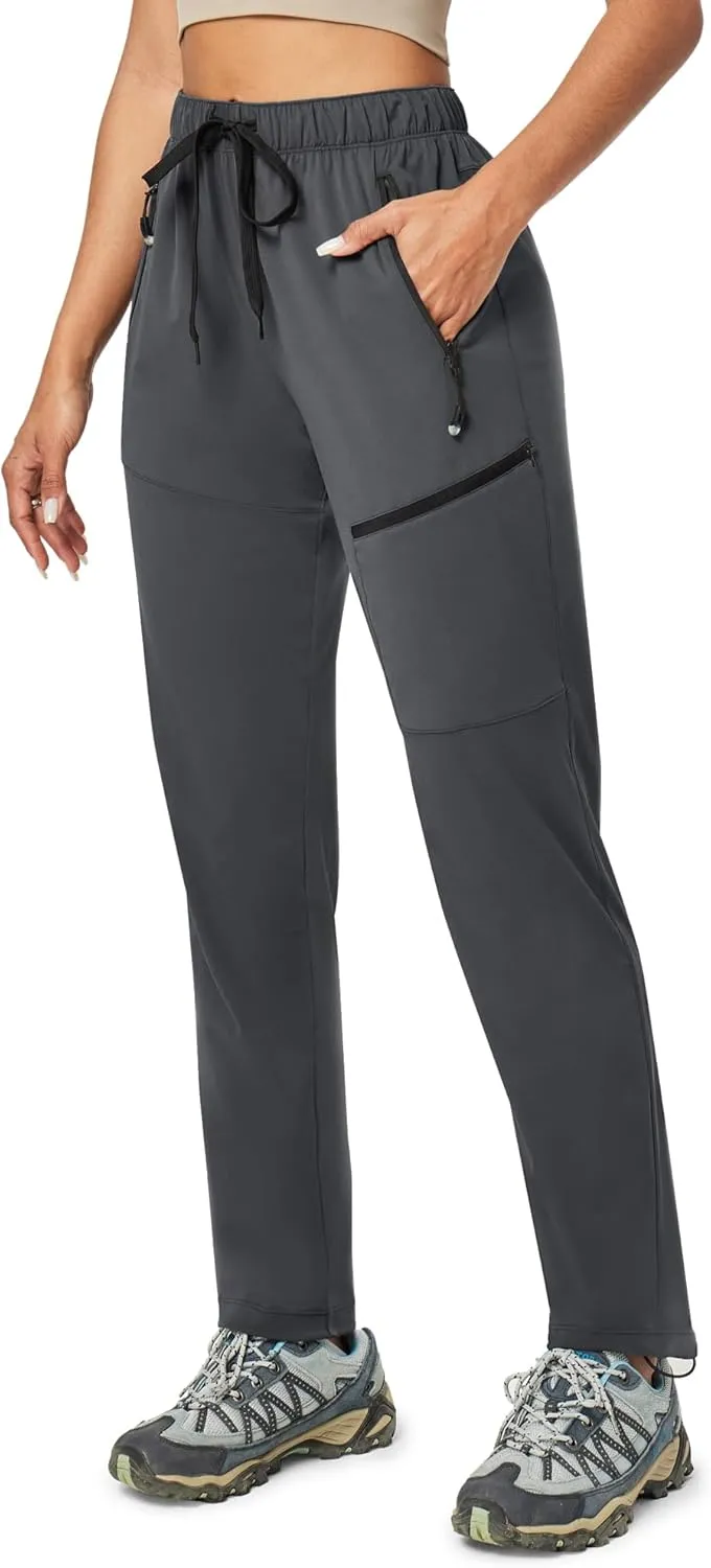 Ewedoos Hiking Pants Women with Zipper Pockets Lightweight Water Resistant Cargo Pants Quick Dry UPF 50  Travel Camping