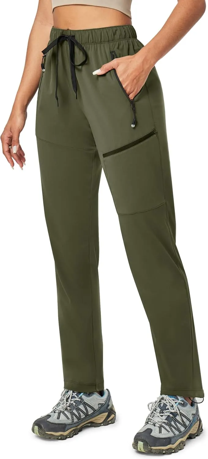 Ewedoos Hiking Pants Women with Zipper Pockets Lightweight Water Resistant Cargo Pants Quick Dry UPF 50  Travel Camping