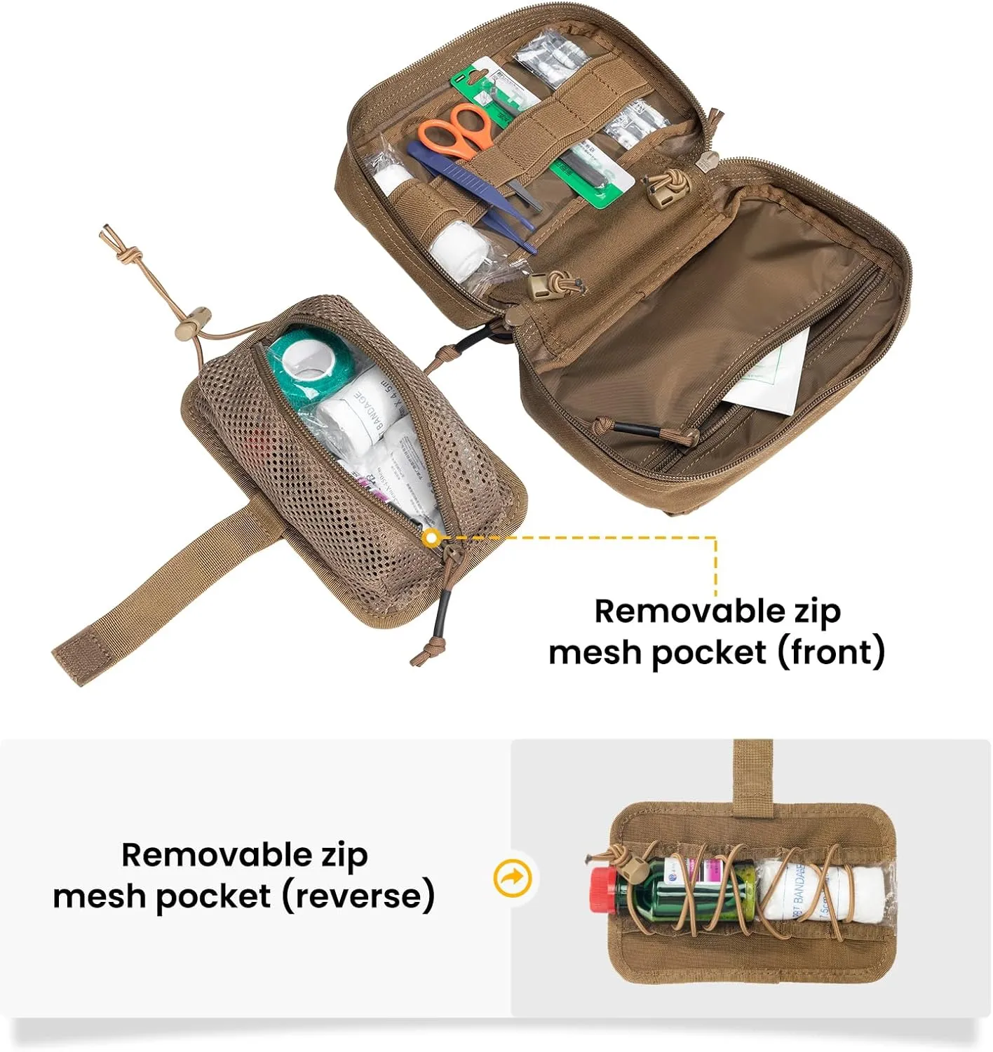 EXCELLENT ELITE SPANKER Tactical First Aid Pouch IFAK Rip Away Molle EMT Pouch Compact Admin Pouch Medical Utility Pouch Emergency Survival Kits for Tactical Vest,Backpack