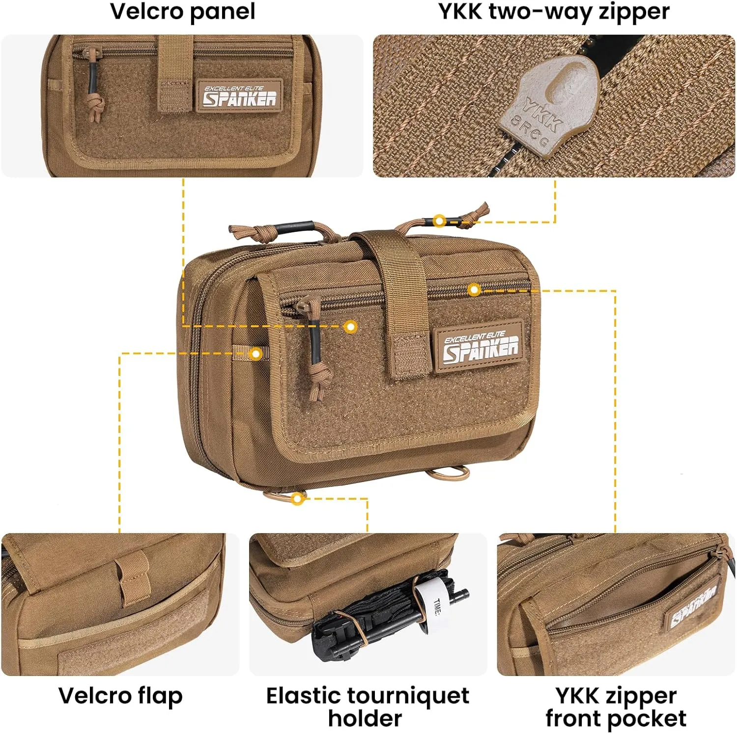 EXCELLENT ELITE SPANKER Tactical First Aid Pouch IFAK Rip Away Molle EMT Pouch Compact Admin Pouch Medical Utility Pouch Emergency Survival Kits for Tactical Vest,Backpack