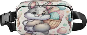Exnundod Fanny Packs for Women & Men Happy Easter Hunt Eggs, Waist Pack Adorable Bunnies Rabbits Crossbody Bags Belt Adjustable Strap for Running Hiking Workout