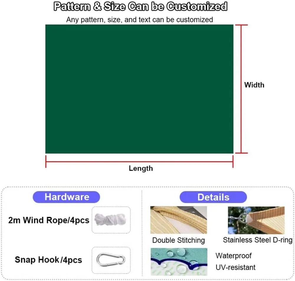 exproyzk Sun Shade Sail Camper Awning Truck Side Awning Waterproof UV Block Canopy Awning Awning Tent Shade Photography Background (Can Customize The Size and Pattern)(#A,2x2m)
