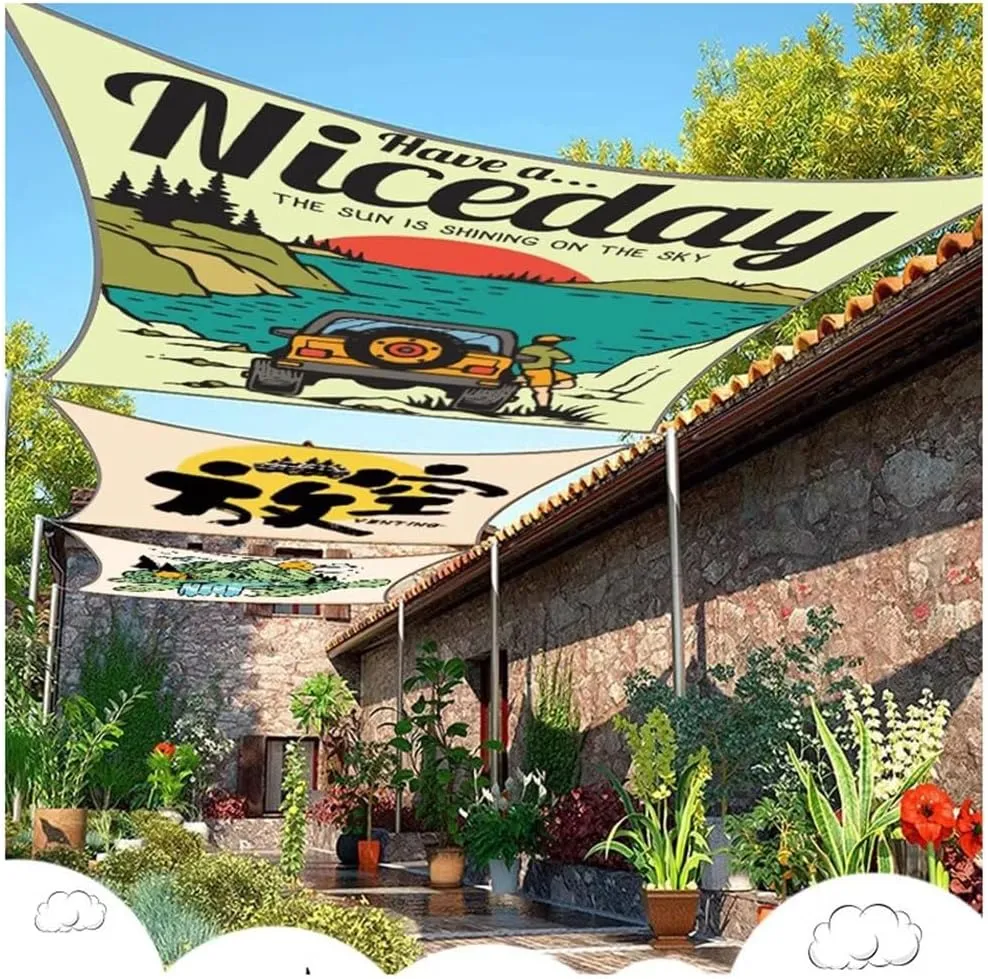 exproyzk Sun Shade Sail Camper Awning Truck Side Awning Waterproof UV Block Canopy Awning Awning Tent Shade Photography Background (Can Customize The Size and Pattern)(#A,2x2m)