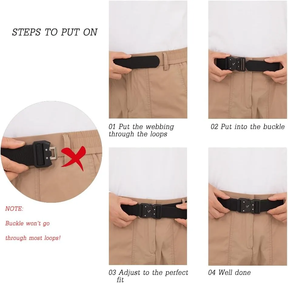 Fabio Valenti Men's Tactical Belt, Rigger Hiking Belt, 1.5" Nylon Web Novelty Work Belt for Men