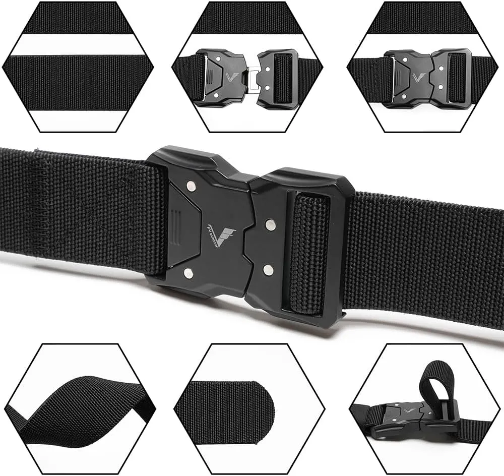 Fabio Valenti Men's Tactical Belt, Rigger Hiking Belt, 1.5" Nylon Web Novelty Work Belt for Men