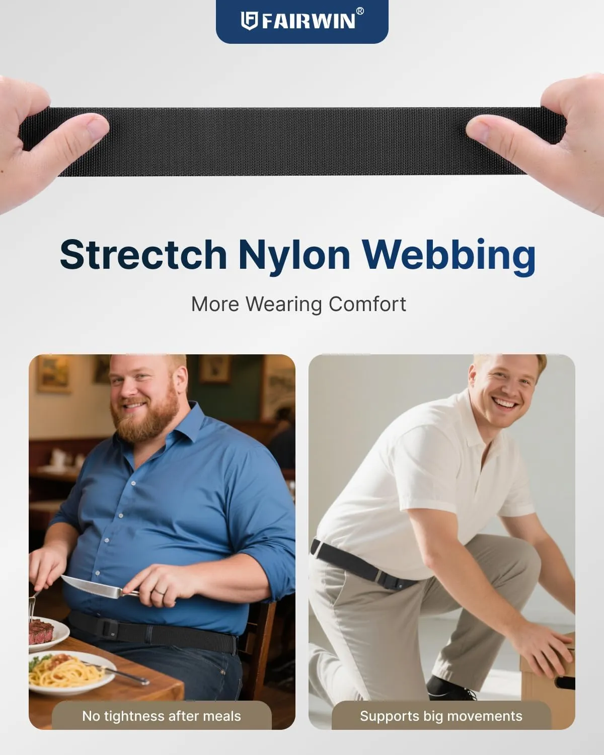 FAIRWIN Men's Ratchet Belt - Stretch Nylon Web Work Belts Men, Gift for Casual Jeans, Pants, Golf, and Everyday Use