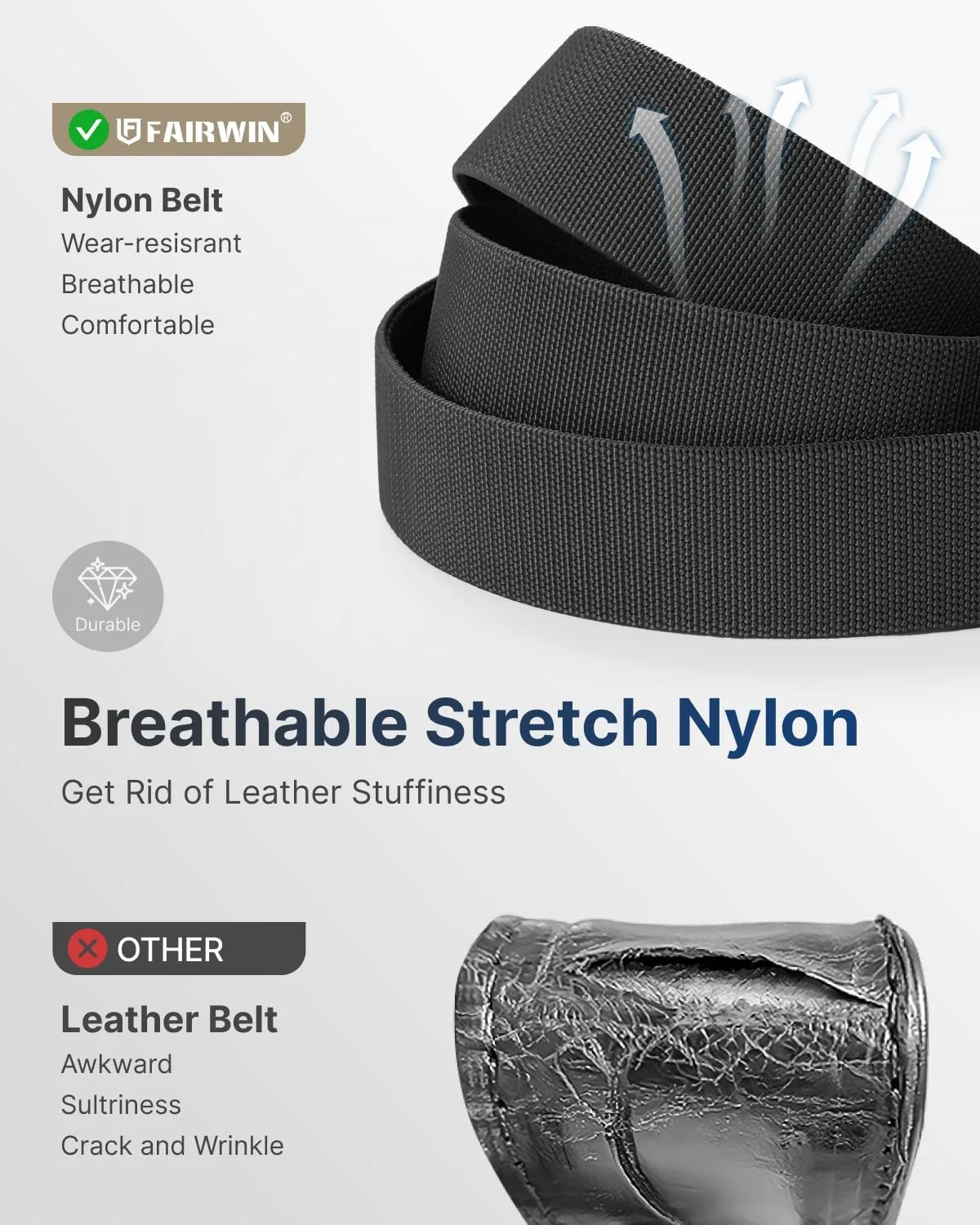 FAIRWIN Men's Ratchet Belt - Stretch Nylon Web Work Belts Men, Gift for Casual Jeans, Pants, Golf, and Everyday Use