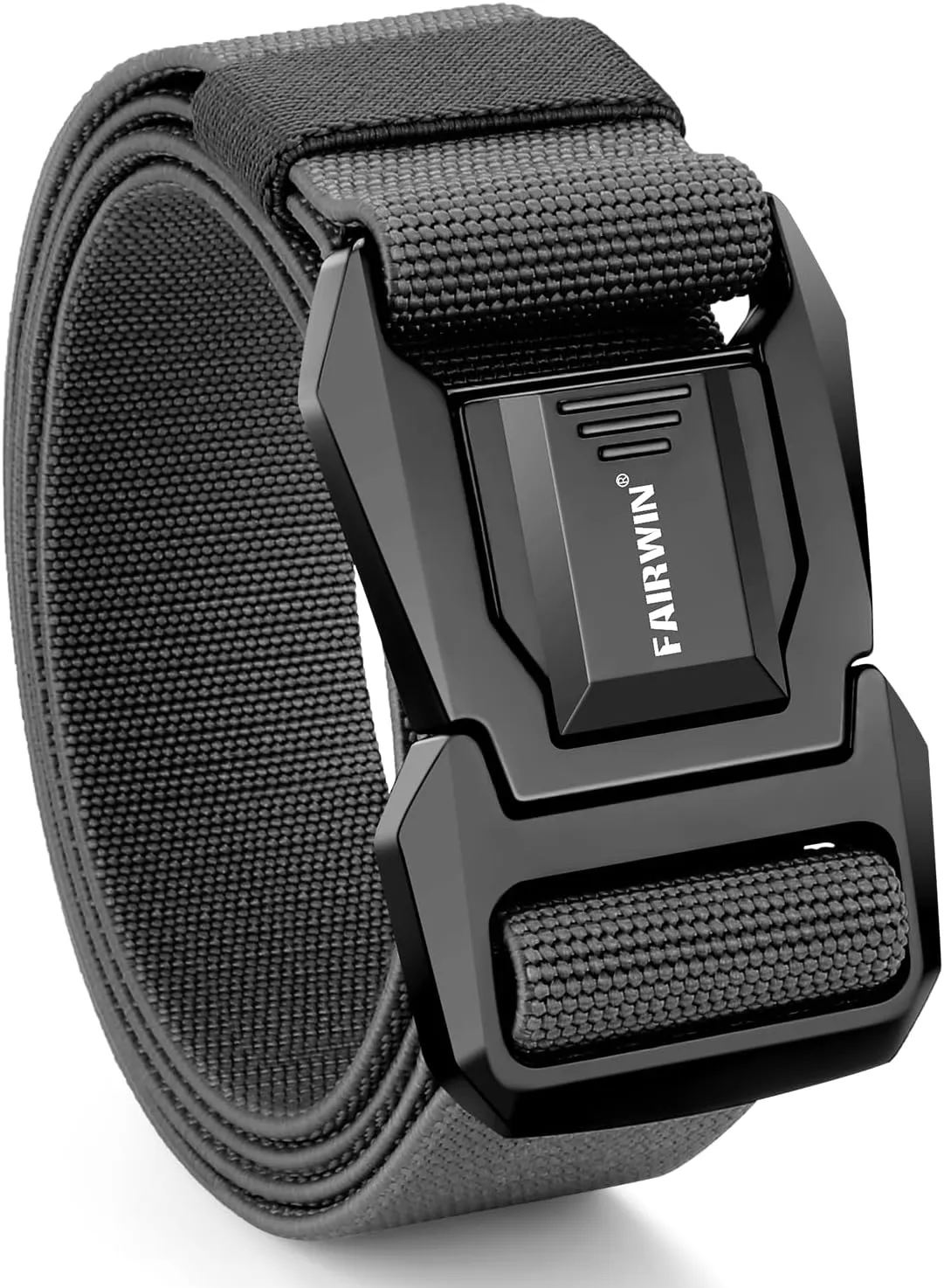 FAIRWIN Tactical Belt Men, Work Rigger Military 1.5" Stretch Nylon Web Belt with Heavy Duty Quick Release Seatbelt Buckle