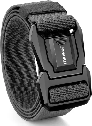FAIRWIN Tactical Belt Men, Work Rigger Military 1.5" Stretch Nylon Web Belt with Heavy Duty Quick Release Seatbelt Buckle