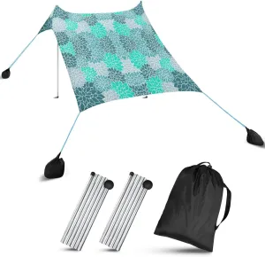 Family Beach Tent Canopy Sun Shade, Pop Up Grande Beach Tent Sun Shelter Stability 2 Poles with Portable Carry Bag Outdoor Shade (Pattern-20, 7x7ft)