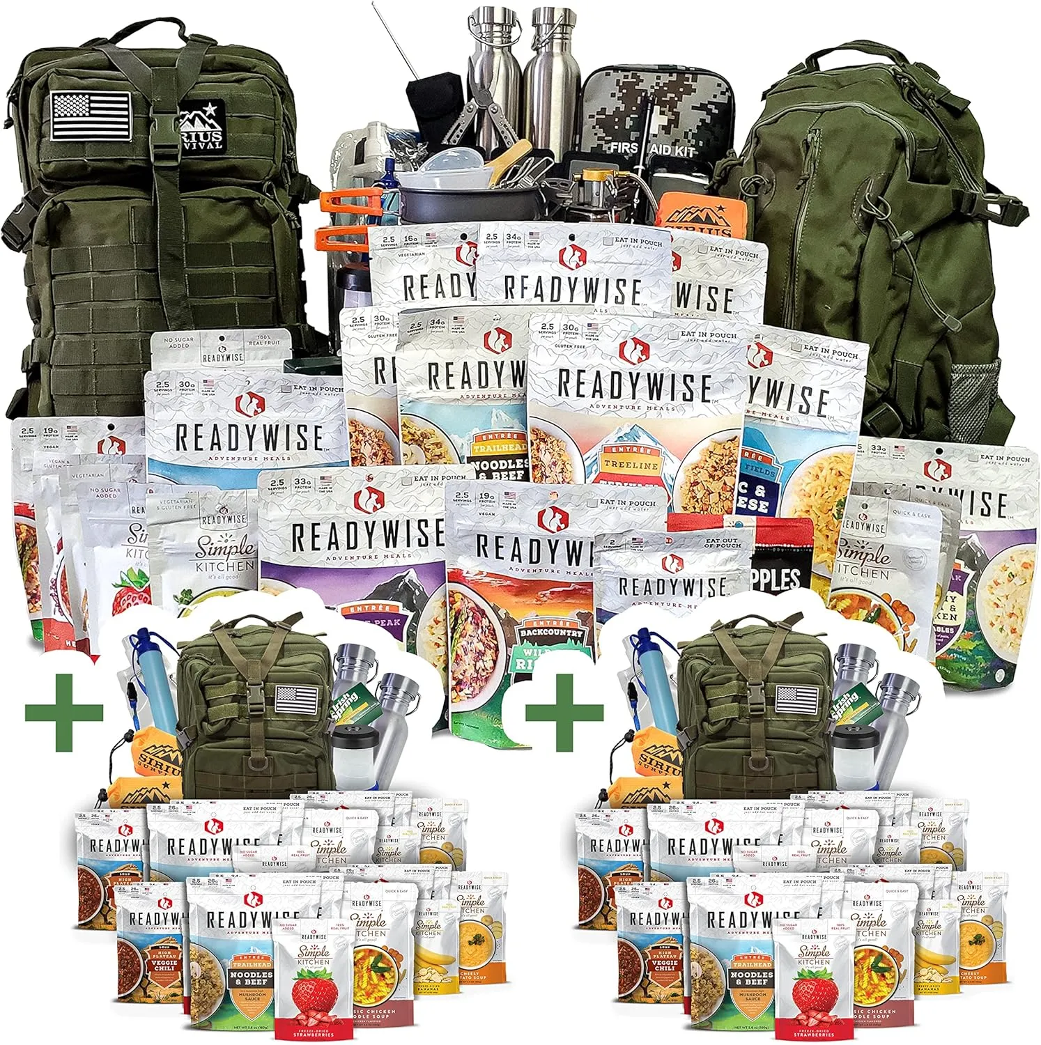 Family Comfort 72 Emergency Survival Kit/Backpack – 72 Hour for 2 People – Disaster Preparedness – Delicious ReadyWise Food, Gear, Lighting, First Aid, Tools & More - Sirius Survival