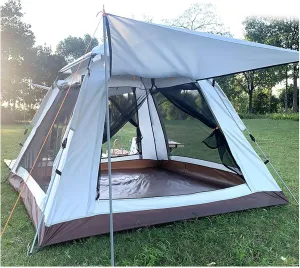 Family Tent 4 People Insect-Proof,Double Doors and Four Windows Tent Sturdy and Practical Tent for Hiking Camping
