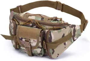 Fanny Pack Tactical Waist Pack MOLLE Compatible Army Waist Bag Utility Hip Belt EDC Pack Bag Adjustable for Outdoors Traveling Camping Hunting Running Cycling Fishing Dog Walking (CP)