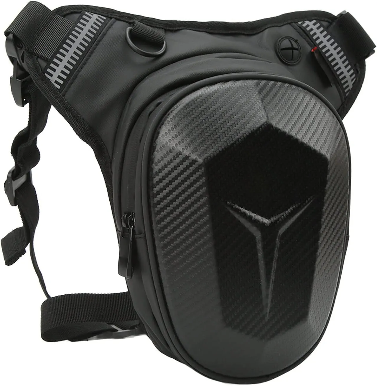Fanny Pack, Upgraded Zipper Motorcycle Cycling Drop Leg Bag for Traveling (Carbon Fiber Style)