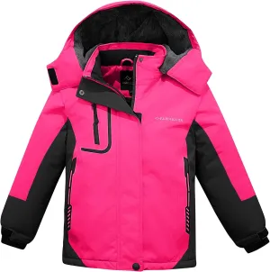 FARVALUE Girls Waterproof Ski Jacket Windproof Winter Coat Warm Fleece Snow Coat Outdoor Raincoats Hooded