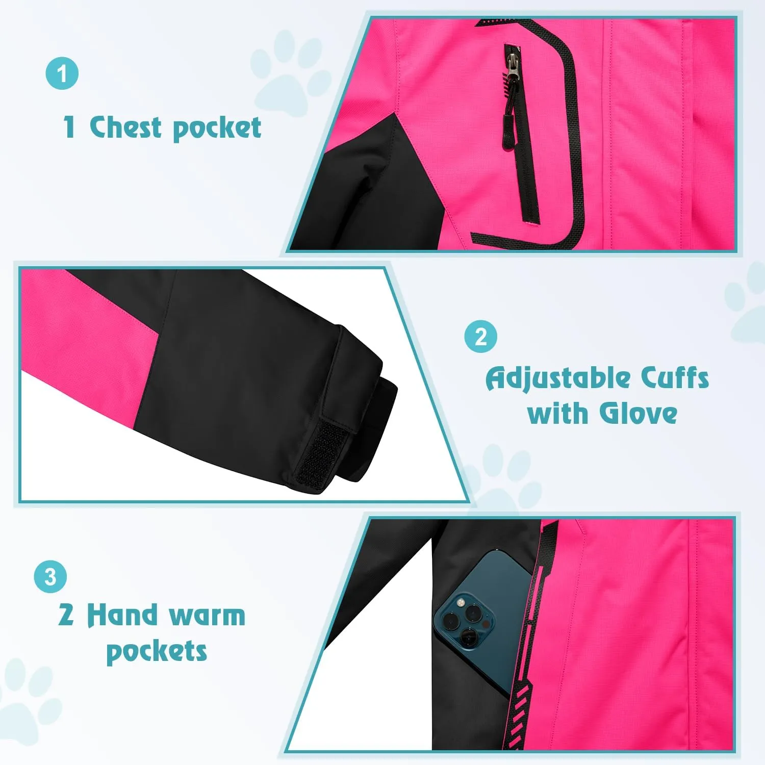 FARVALUE Girls Waterproof Ski Jacket Windproof Winter Coat Warm Fleece Snow Coat Outdoor Raincoats Hooded