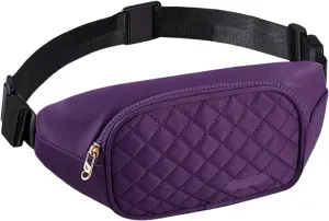 Fashion Women Fanny Pack Casual Waist Bag Belt Bag With 3 Zipper Pockets Crossbody Bum Bag Waist Pouch Travel(Purple)