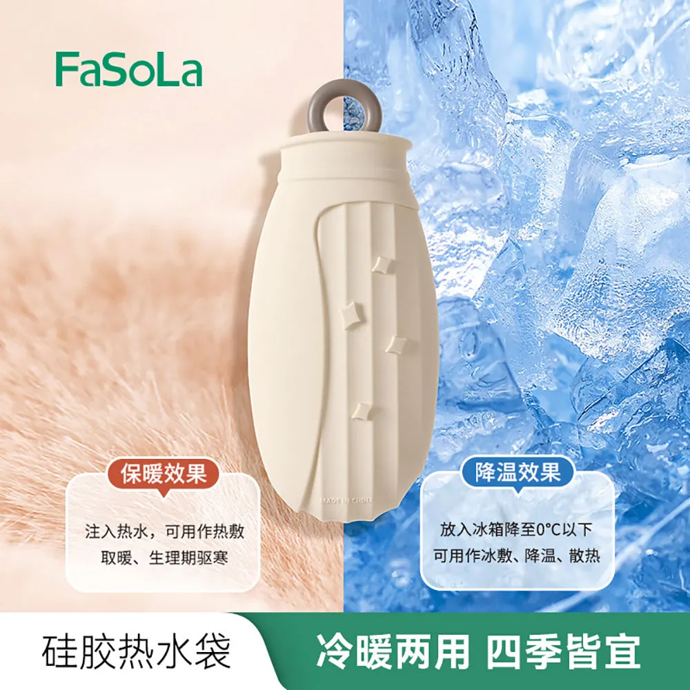 FaSoLa Silicone Hot Water Bottle with Knitted Cover - Grey Monkey, 500ml
