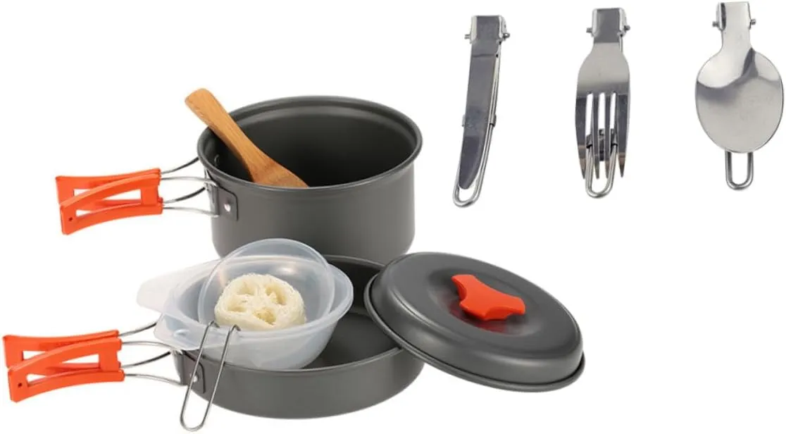 FAVOMOTO 1Set Portable Cooking for Outdoor Activities Lightweight Picnic Cookware Kit for Camping Hiking BBQ Includes Essential Cooking Tools for People