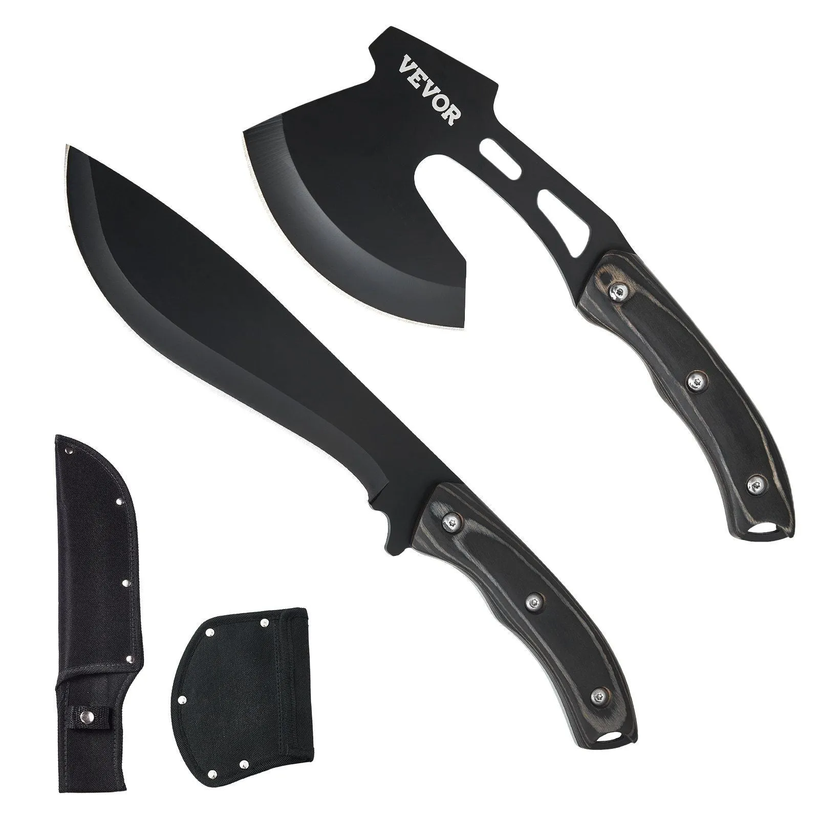 FeralEdge™ Knife & Axe Combo – 30Cr13 Stainless Steel Hatchet   13” Machete Set