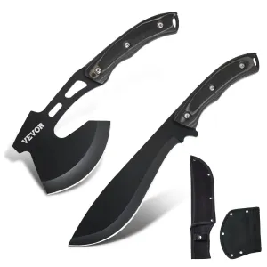 FeralEdge™ Knife & Axe Combo – 30Cr13 Stainless Steel Hatchet   13” Machete Set