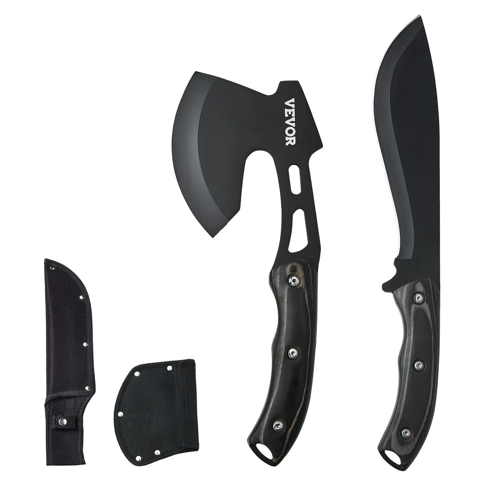 FeralEdge™ Knife & Axe Combo – 30Cr13 Stainless Steel Hatchet   13” Machete Set