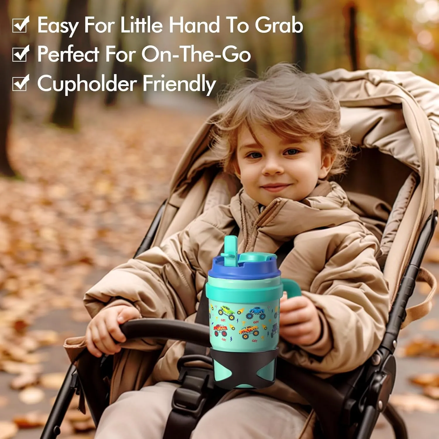 Fimibuke Kids Insulated Tumbler with Handle & Straw - 16oz Leak Proof Toddler Tumbler with Sip/Swig 2-in-1 Lid, BPA FREE 18/8 Stainless Steel Kids Water Bottle Drinking Cups Travel Mugs for Boys Girls