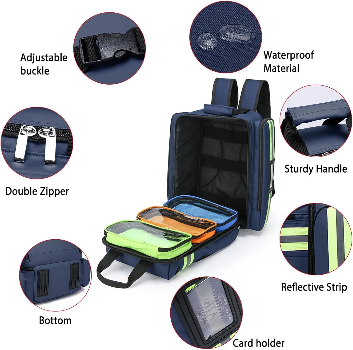 First Aid Backpack Bag,Emergency Medical Backpack Empty,For Trauma Medical Bag Travel Paramedic Bag, BAG ONLY (Blue)