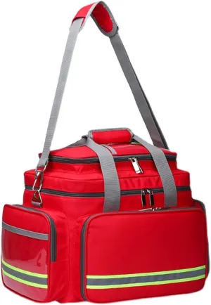 First Aid Backpack Emergency Bag, Empty Trauma Bag with Multiple Pockets & Dividers for Home, Nurse, Community Care, Waterproof Medical Kit for Travel, Outdoor, and Emergencies (Red)(Red)