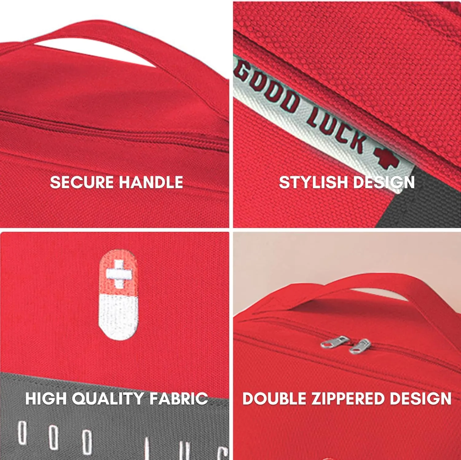 First Aid Bag Empty, Emergency Medic Trauma Bag, Medicine Bag for Traveling Home Hiking Camping Car Office (Large, Red)