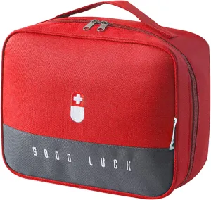 First Aid Bag Empty, Emergency Medic Trauma Bag, Medicine Bag for Traveling Home Hiking Camping Car Office (Large, Red)
