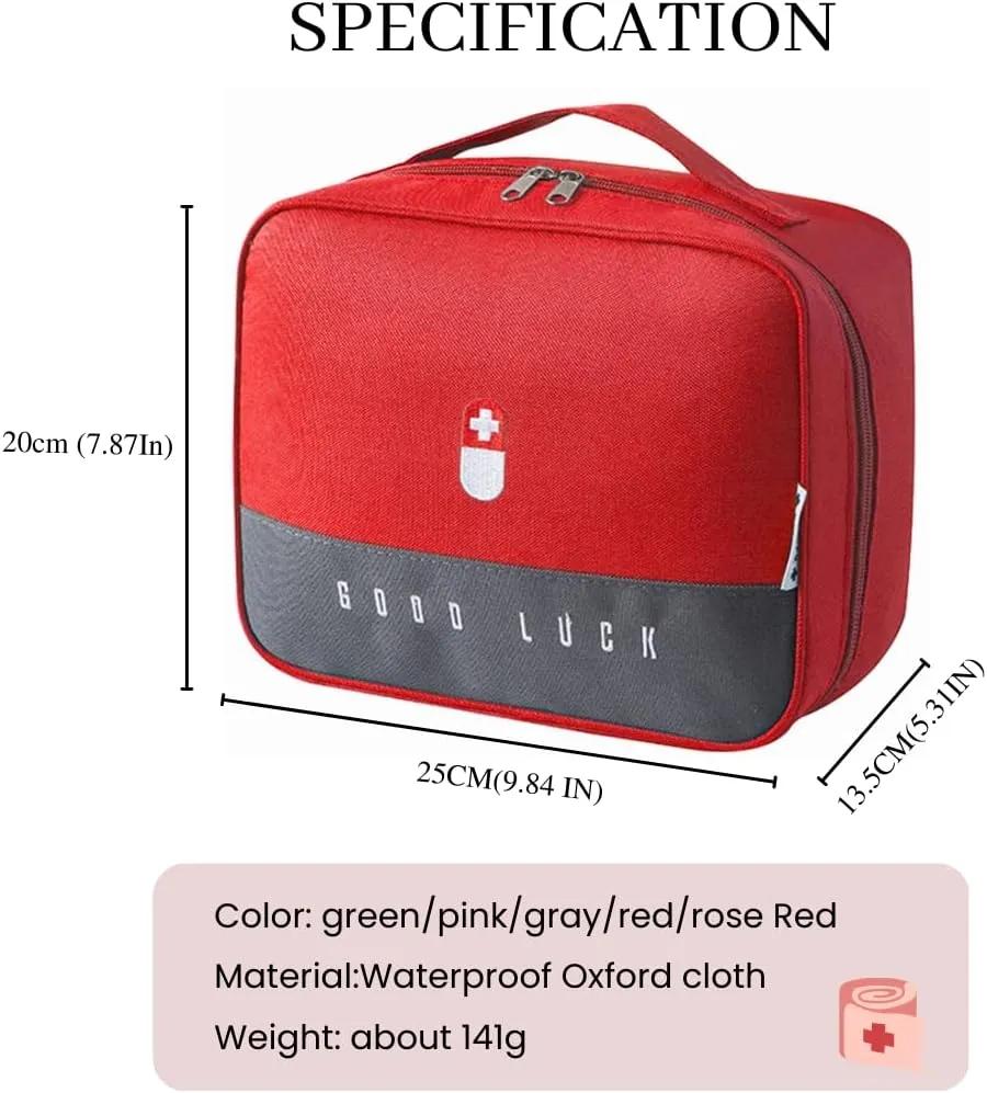 First Aid Bag Empty, Emergency Medic Trauma Bag, Medicine Bag for Traveling Home Hiking Camping Car Office (Large, Red)