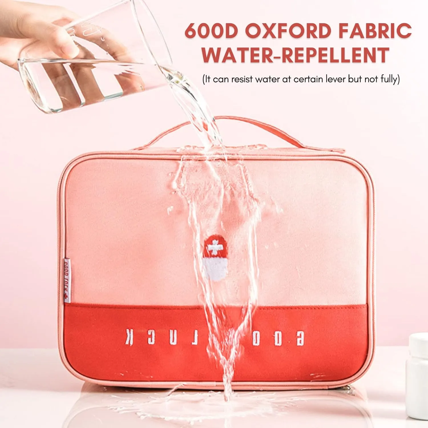 First Aid Bag Empty, Emergency Medic Trauma Bag, Medicine Bag for Traveling Home Hiking Camping Car Office (Large, Red)